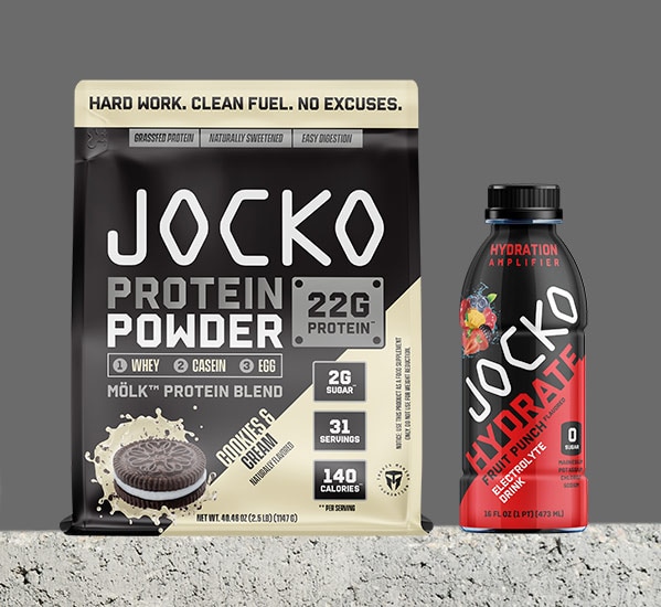 BOGO 50% Off JOCKO Favorites like Jocko Protein Powder in Cookies and Cream and JOCKO Hydrate. Shop for these products