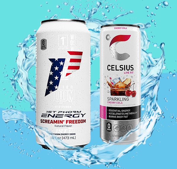 1st Phorm and Celsius fitness drinks.