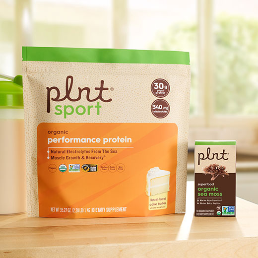 BOGO 50% Off Plnt®* products like performance protein and organic sea moss. Shop for these products