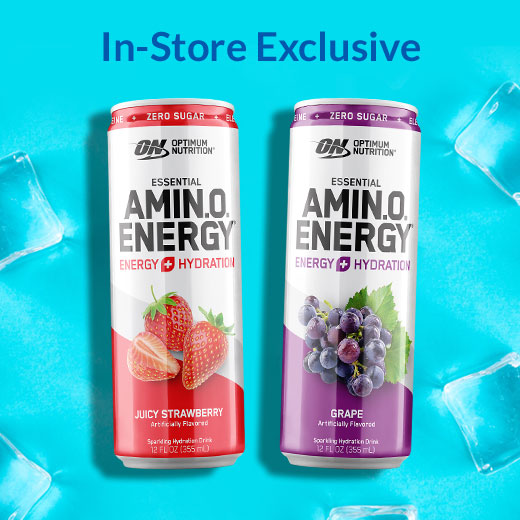 In-Store Exclusive Optimum Nutrition AMIN.O. Energy drinks*. Shop for these products