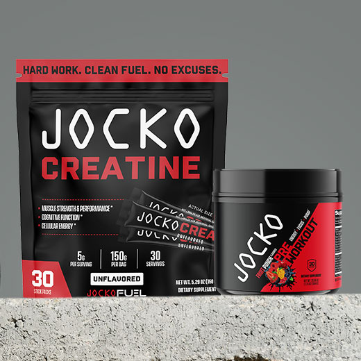 BOGO 50% Off JOCKO favorites like Creatine and Pre-Workout. Shop for these products