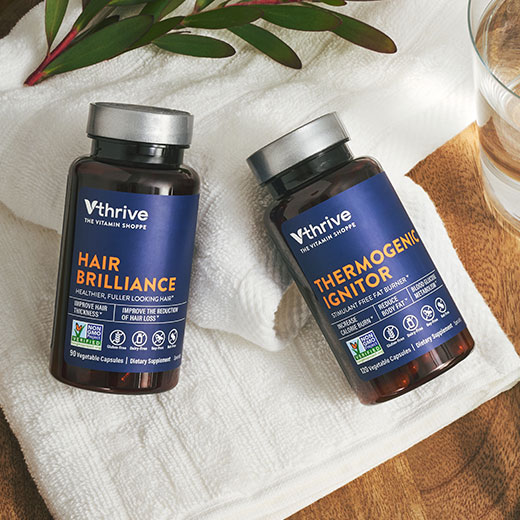 BOGO 50% Off Vthrive by The Vitamin Shoppe® like Hair Brilliance and Thermogenic Ignitor. Shop for these products