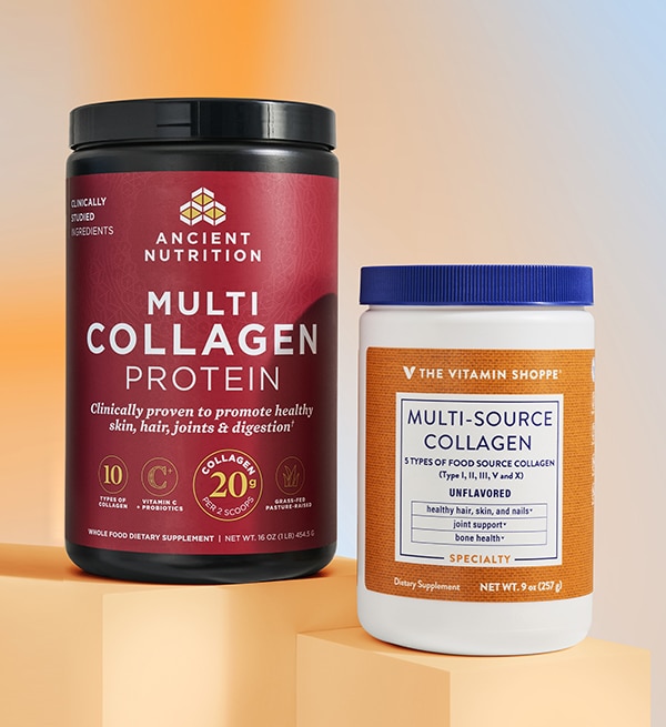 Ancient Nutrition Multi Collagen Protein and The Vitamin Shoppe® Multi-Source Collagen. Shop for these products