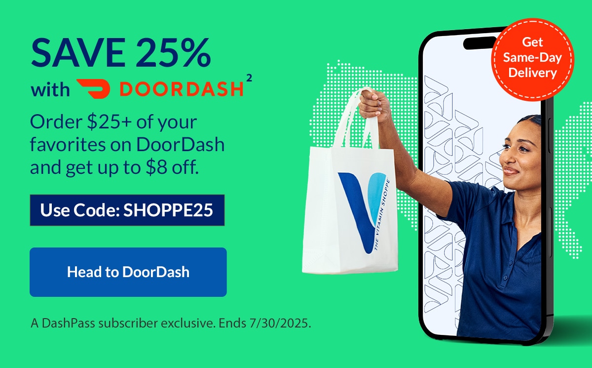 Save 25% with DOORDASH² - Order $25+ of your favorites on DoorDash and get up to $8 off. Use Code: SHOPPE25 - Head to DoorDash - Get Same-Day Delivery